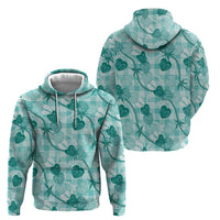 Anthurium Pikake Ti Leaf Palaka Hoodie Turquoise Version LT01 - Polynesian Pride