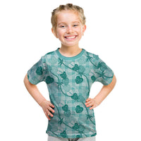 Anthurium Pikake Ti Leaf Palaka Kid T Shirt Turquoise Version LT01 Turquoise - Polynesian Pride