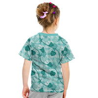 Anthurium Pikake Ti Leaf Palaka Kid T Shirt Turquoise Version LT01 - Polynesian Pride