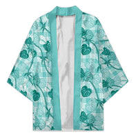 Anthurium Pikake Ti Leaf Palaka Kimono Turquoise Version LT01 Unisex Turquoise - Polynesian Pride