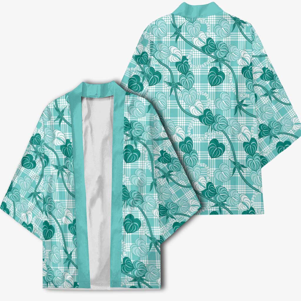 Anthurium Pikake Ti Leaf Palaka Kimono Turquoise Version LT01 - Polynesian Pride