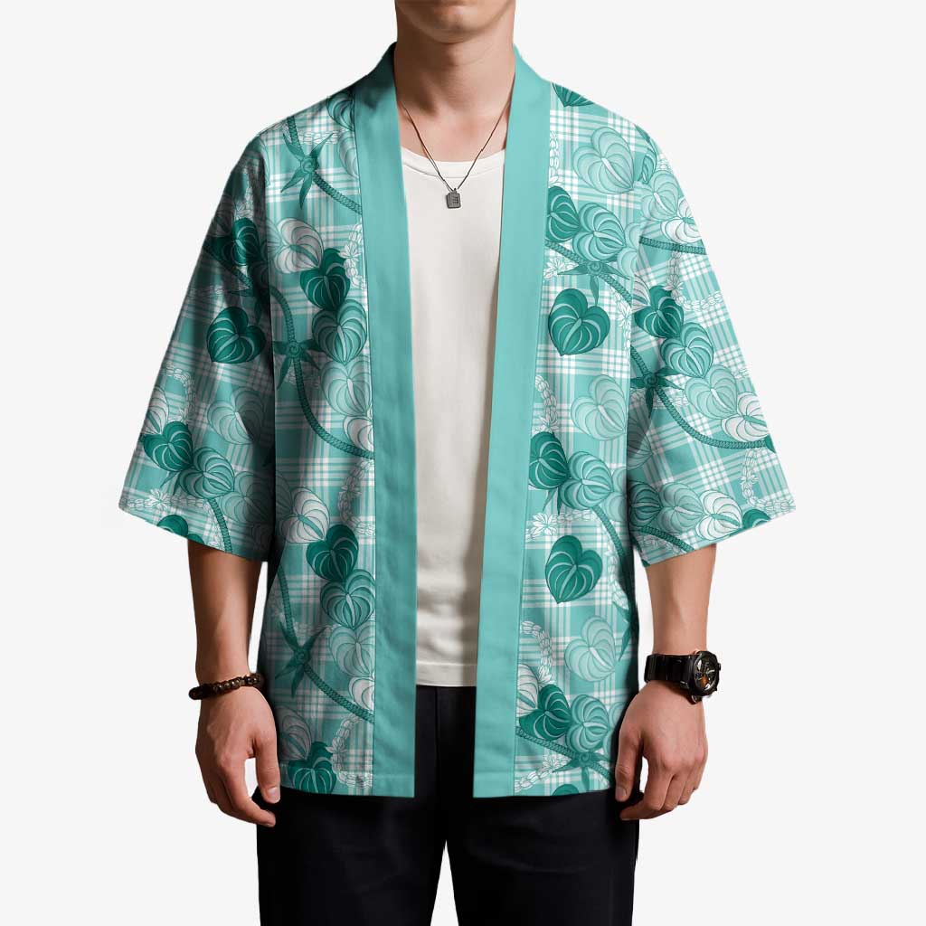 Anthurium Pikake Ti Leaf Palaka Kimono Turquoise Version LT01 - Polynesian Pride