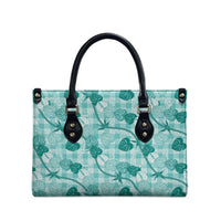 Anthurium Pikake Ti Leaf Palaka Leather Bag Turquoise Version LT01 - Polynesian Pride
