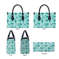 Anthurium Pikake Ti Leaf Palaka Leather Bag Turquoise Version LT01 - Polynesian Pride