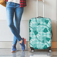 Anthurium Pikake Ti Leaf Palaka Luggage Cover Turquoise Version LT01 - Polynesian Pride