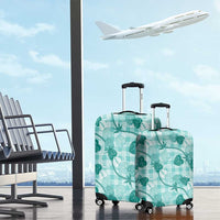 Anthurium Pikake Ti Leaf Palaka Luggage Cover Turquoise Version LT01 - Polynesian Pride