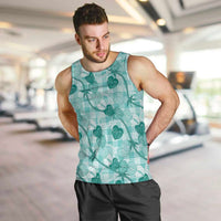 Anthurium Pikake Ti Leaf Palaka Men Tank Top Turquoise Version LT01 Turquoise - Polynesian Pride