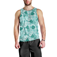 Anthurium Pikake Ti Leaf Palaka Men Tank Top Turquoise Version LT01 - Polynesian Pride