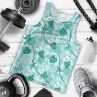 Anthurium Pikake Ti Leaf Palaka Men Tank Top Turquoise Version LT01 - Polynesian Pride