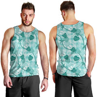 Anthurium Pikake Ti Leaf Palaka Men Tank Top Turquoise Version LT01 - Polynesian Pride