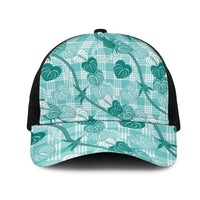 Anthurium Pikake Ti Leaf Palaka Mesh Trucker Cap Turquoise Version LT01 One Size Black Turquoise - Polynesian Pride