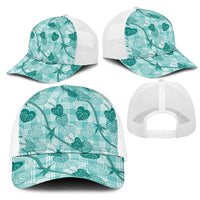 Anthurium Pikake Ti Leaf Palaka Mesh Trucker Cap Turquoise Version LT01 - Polynesian Pride