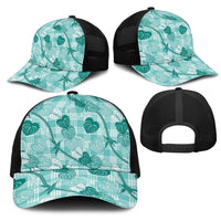 Anthurium Pikake Ti Leaf Palaka Mesh Trucker Cap Turquoise Version LT01 - Polynesian Pride