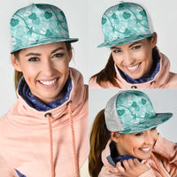 Anthurium Pikake Ti Leaf Palaka Mesh Trucker Cap Turquoise Version LT01 - Polynesian Pride
