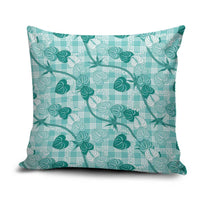 Anthurium Pikake Ti Leaf Palaka Pillow Cover Turquoise Version LT01 Turquoise - Polynesian Pride