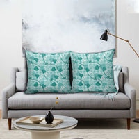 Anthurium Pikake Ti Leaf Palaka Pillow Cover Turquoise Version LT01 - Polynesian Pride