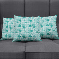 Anthurium Pikake Ti Leaf Palaka Pillow Cover Turquoise Version LT01 - Polynesian Pride
