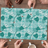 Anthurium Pikake Ti Leaf Palaka Puzzle Turquoise Version LT01 - Polynesian Pride