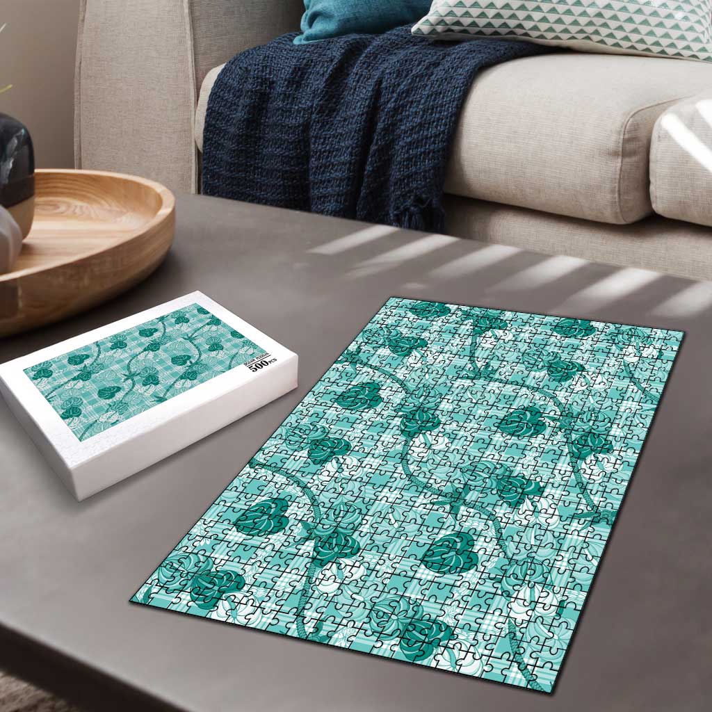Anthurium Pikake Ti Leaf Palaka Puzzle Turquoise Version LT01 - Polynesian Pride