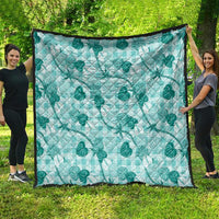 Anthurium Pikake Ti Leaf Palaka Quilt Turquoise Version LT01 - Polynesian Pride
