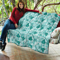 Anthurium Pikake Ti Leaf Palaka Quilt Turquoise Version LT01 - Polynesian Pride