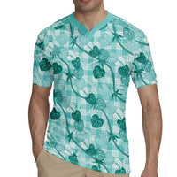 Anthurium Pikake Ti Leaf Palaka Rugby Jersey Turquoise Version LT01 - Polynesian Pride