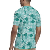 Anthurium Pikake Ti Leaf Palaka Rugby Jersey Turquoise Version LT01 - Polynesian Pride