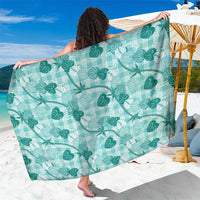 Anthurium Pikake Ti Leaf Palaka Sarong Turquoise Version LT01 One Size 44 x 66 inches Turquoise - Polynesian Pride