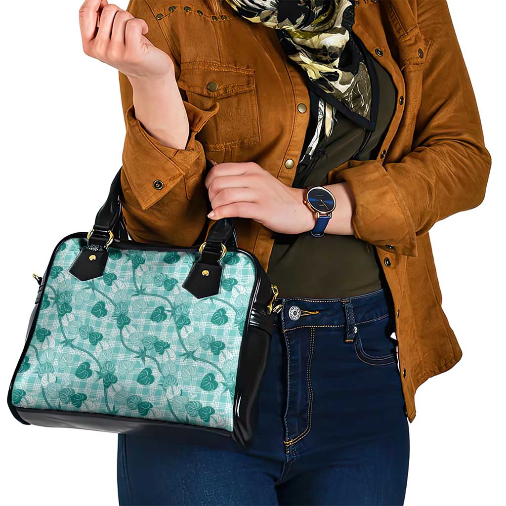 Anthurium Pikake Ti Leaf Palaka Shoulder Handbag Turquoise Version LT01 - Polynesian Pride