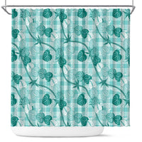 Anthurium Pikake Ti Leaf Palaka Shower Curtain Turquoise Version LT01 Turquoise - Polynesian Pride