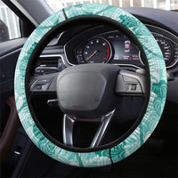 Anthurium Pikake Ti Leaf Palaka Steering Wheel Cover Turquoise Version LT01 - Polynesian Pride