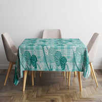 Anthurium Pikake Ti Leaf Palaka Tablecloth Turquoise Version LT01 - Polynesian Pride