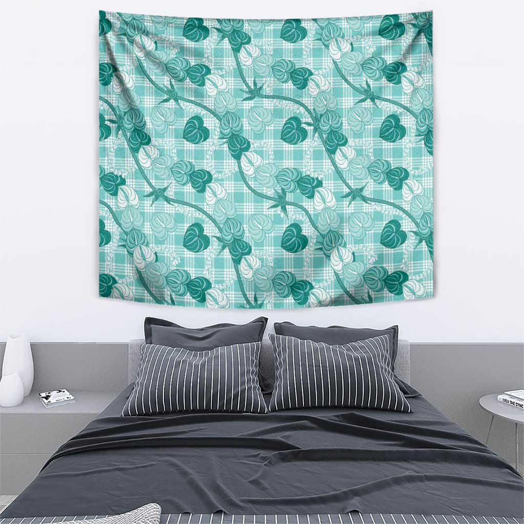Anthurium Pikake Ti Leaf Palaka Tapestry Turquoise Version LT01 - Polynesian Pride