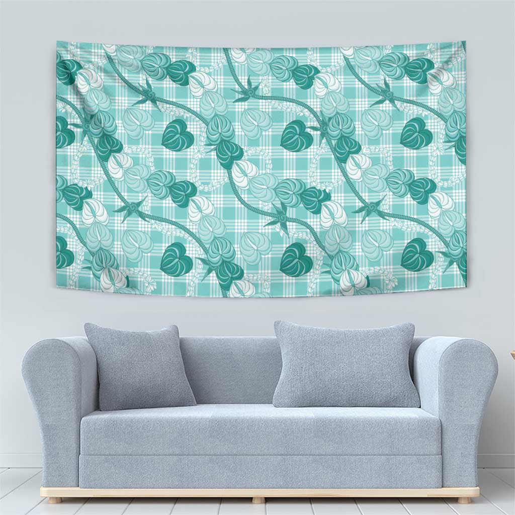 Anthurium Pikake Ti Leaf Palaka Tapestry Turquoise Version LT01 - Polynesian Pride