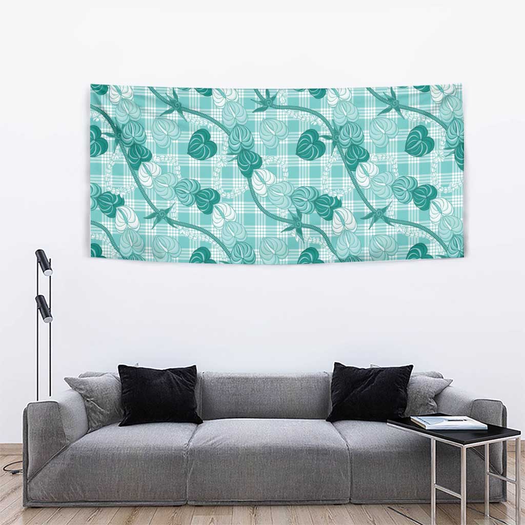 Anthurium Pikake Ti Leaf Palaka Tapestry Turquoise Version LT01 - Polynesian Pride