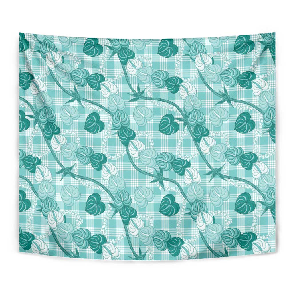 Anthurium Pikake Ti Leaf Palaka Tapestry Turquoise Version LT01 - Polynesian Pride
