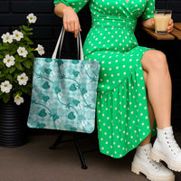 Anthurium Pikake Ti Leaf Palaka Tote Bag Turquoise Version LT01 - Polynesian Pride
