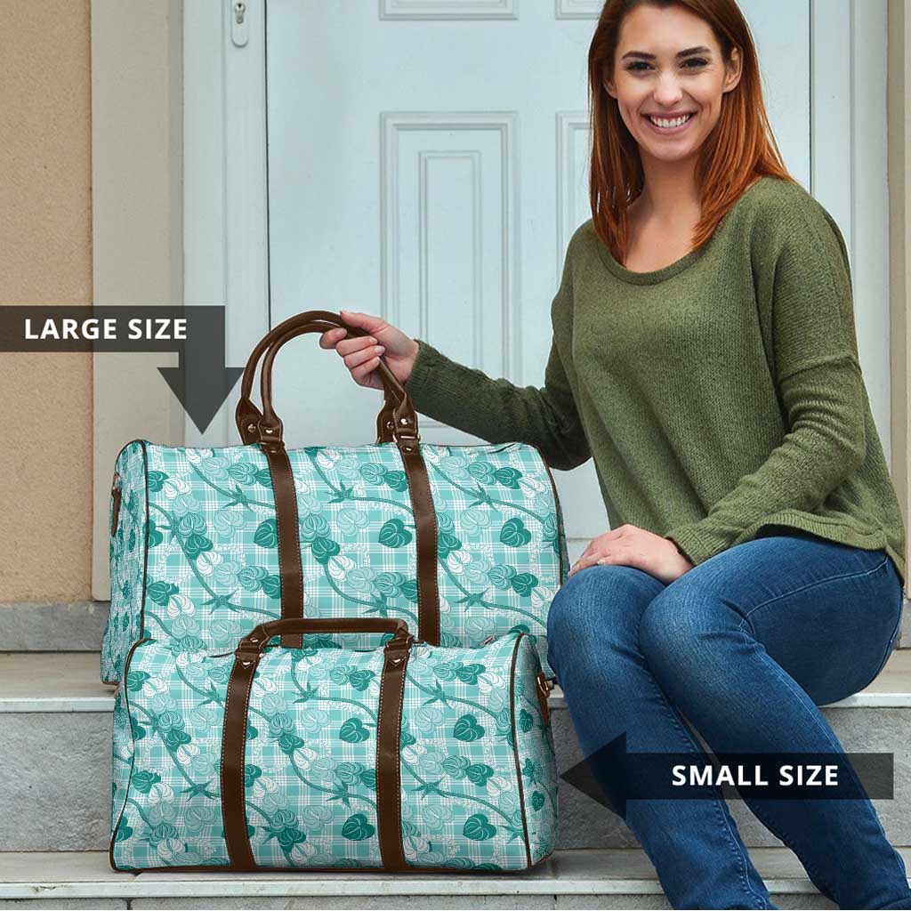Anthurium Pikake Ti Leaf Palaka Travel Bag Turquoise Version LT01 - Polynesian Pride