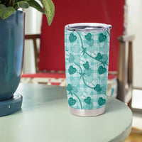 Anthurium Pikake Ti Leaf Palaka Tumbler Cup Turquoise Version LT01 - Polynesian Pride