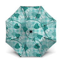 Anthurium Pikake Ti Leaf Palaka Umbrella Turquoise Version LT01 One Size Folded 11.42 inch Opened Diameter 37.4 inch Turquoise - Polynesian Pride