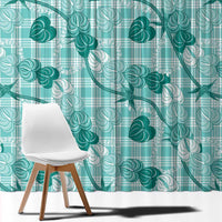 Anthurium Pikake Ti Leaf Palaka Window Curtain Turquoise Version LT01 - Polynesian Pride