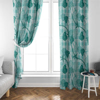 Anthurium Pikake Ti Leaf Palaka Window Curtain Turquoise Version LT01 - Polynesian Pride