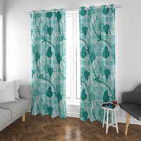 Anthurium Pikake Ti Leaf Palaka Window Curtain Turquoise Version LT01 With Grommets Turquoise - Polynesian Pride