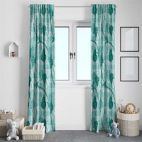 Anthurium Pikake Ti Leaf Palaka Window Curtain Turquoise Version LT01 - Polynesian Pride