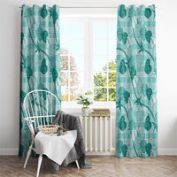 Anthurium Pikake Ti Leaf Palaka Window Curtain Turquoise Version LT01 - Polynesian Pride