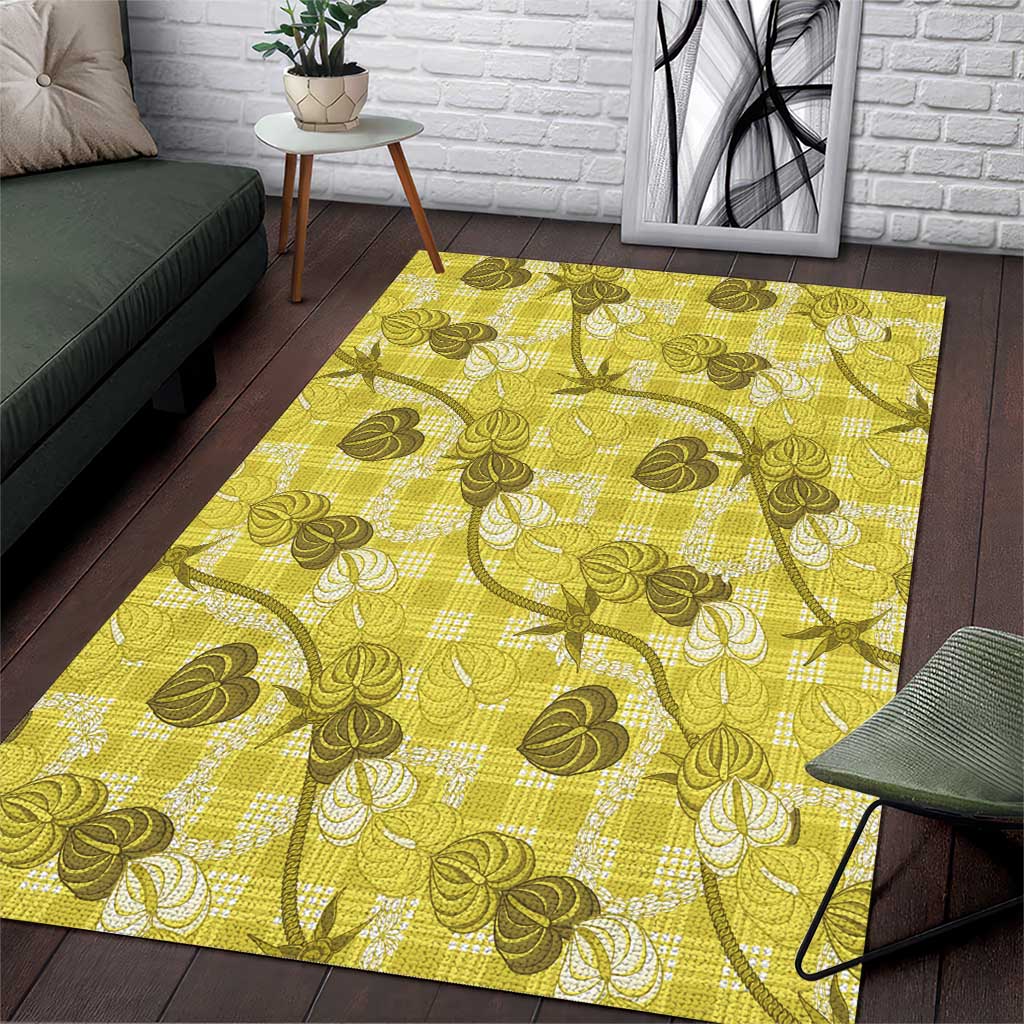 Anthurium Pikake Ti Leaf Palaka Area Rug Yellow Version LT01 Yellow - Polynesian Pride