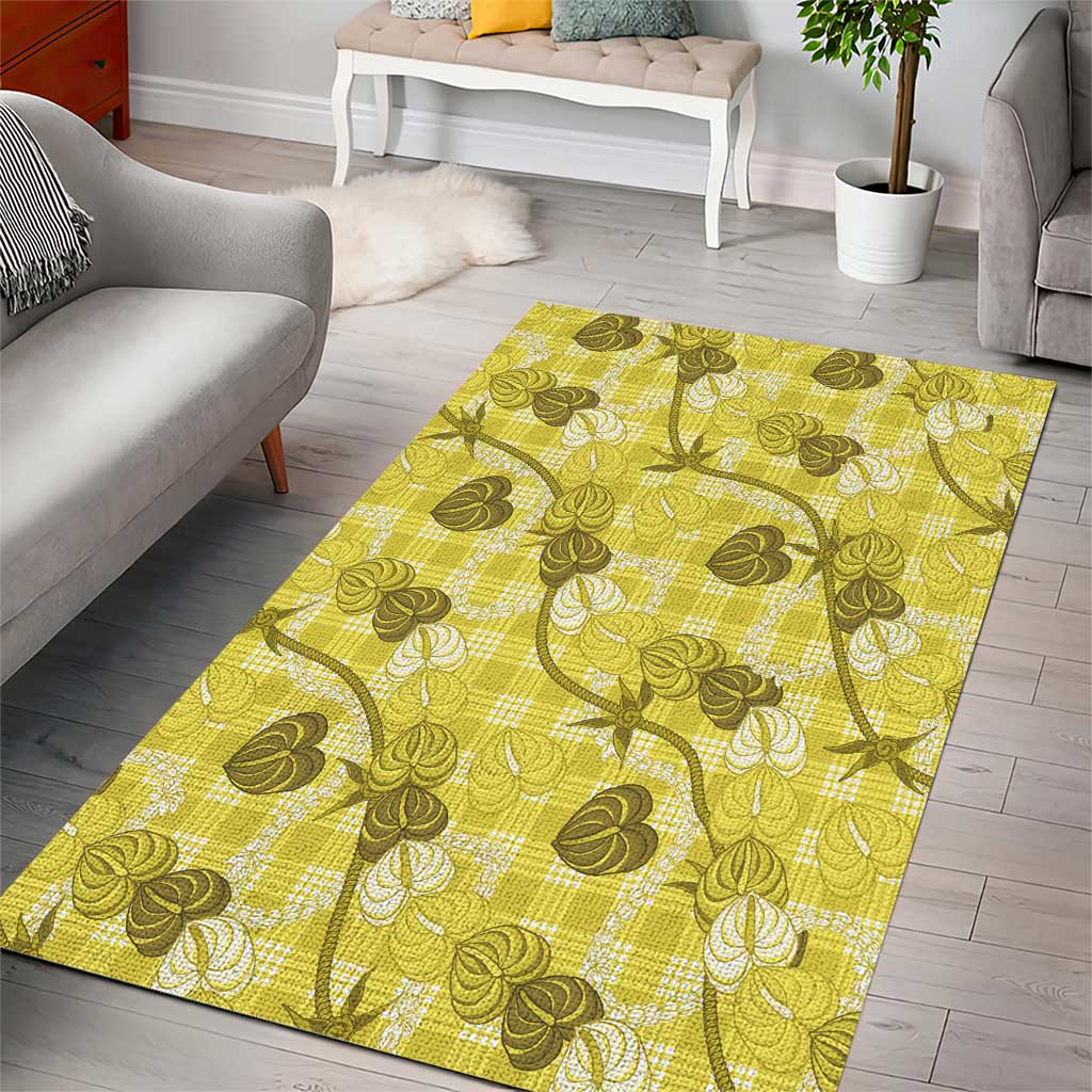Anthurium Pikake Ti Leaf Palaka Area Rug Yellow Version LT01 - Polynesian Pride