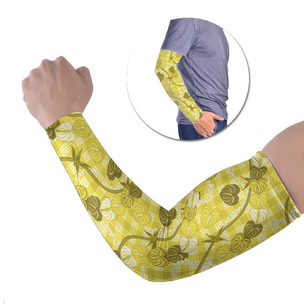 Anthurium Pikake Ti Leaf Palaka Arm Sleeves Yellow Version LT01 Set of 2 Yellow - Polynesian Pride