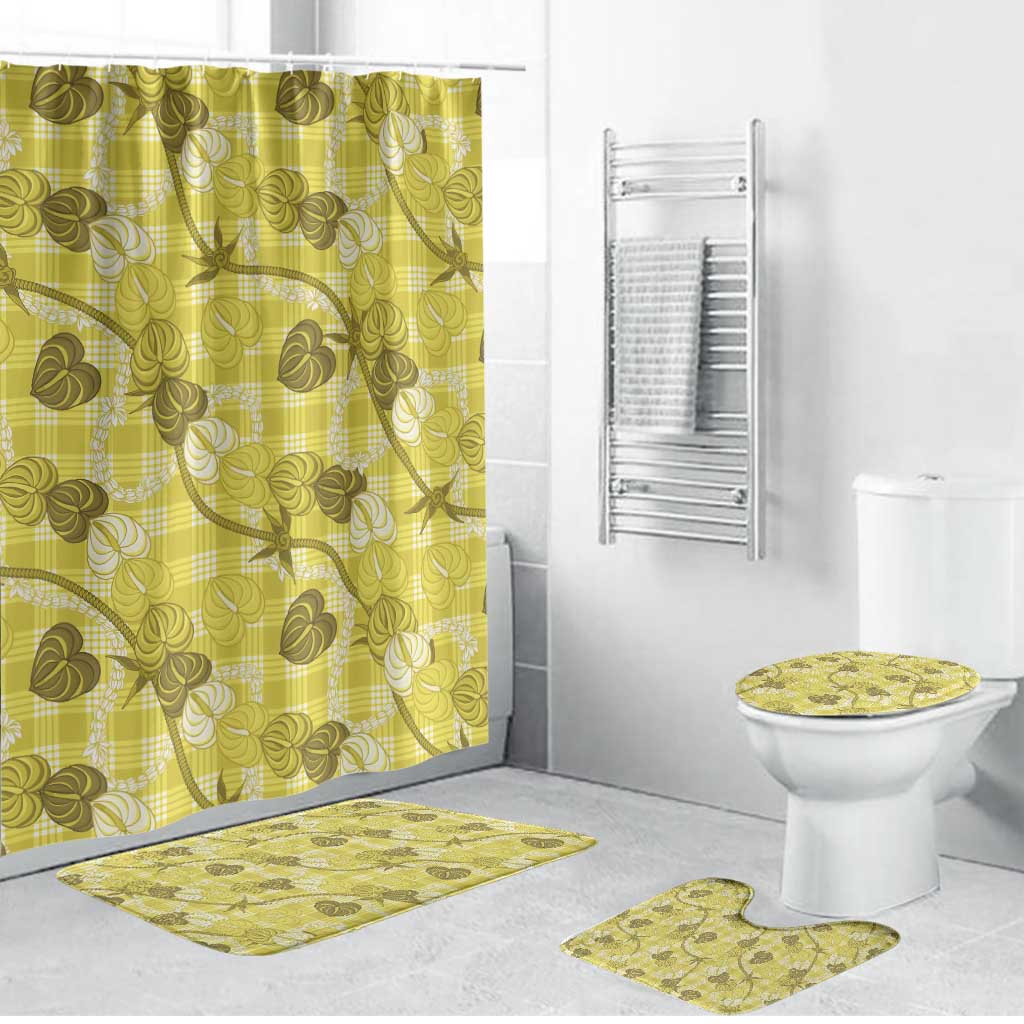 Anthurium Pikake Ti Leaf Palaka Bathroom Set Yellow Version LT01 Bathroom Set (4 pcs) Yellow - Polynesian Pride