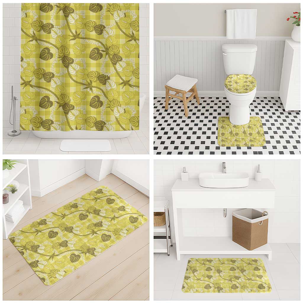 Anthurium Pikake Ti Leaf Palaka Bathroom Set Yellow Version LT01 - Polynesian Pride